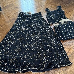 Elegant Black and Gold Embroidered lengha